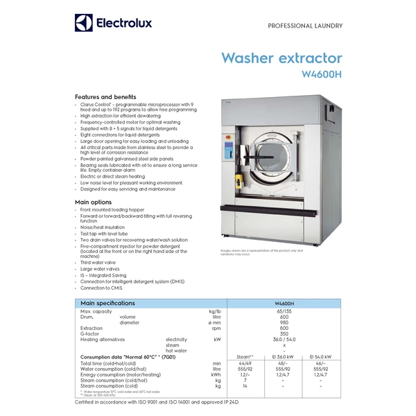 Washer Extractor Electrolux Type W4600H