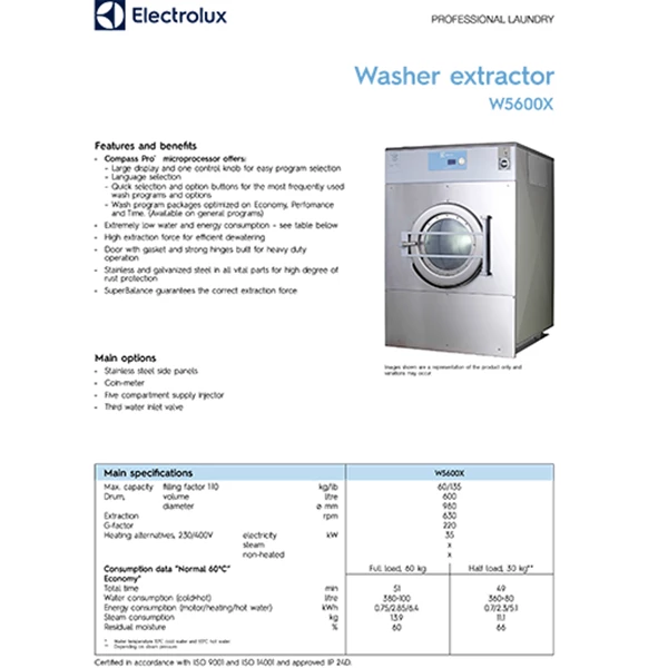Washing Machine Electrolux W5600X 60 Kg