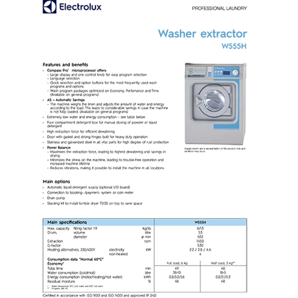 Washer Extractor Electrolux Type W555H