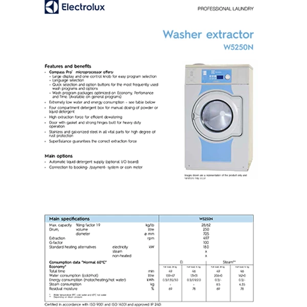 Washer Extractor Electrolux type W5250N